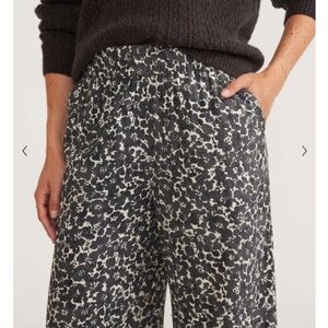Marine Layer Black and White Allison Wide Leg Abstract Floral Trousers